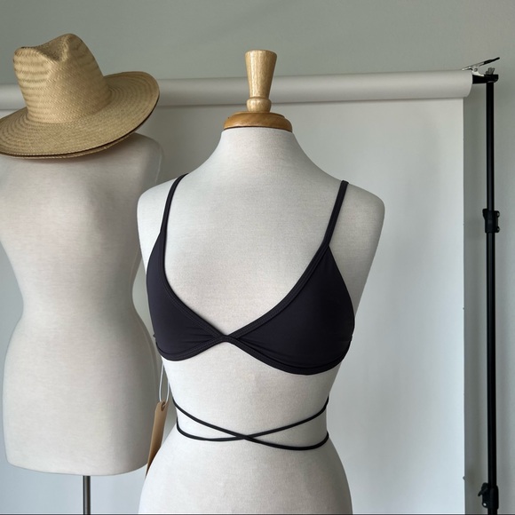 DARK GREY NWT WAIST WRAPPED BIKINI TOP - Picture 4 of 8